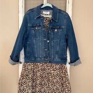 Old Navy Blue Denim Jacket with Leopard Print Dress